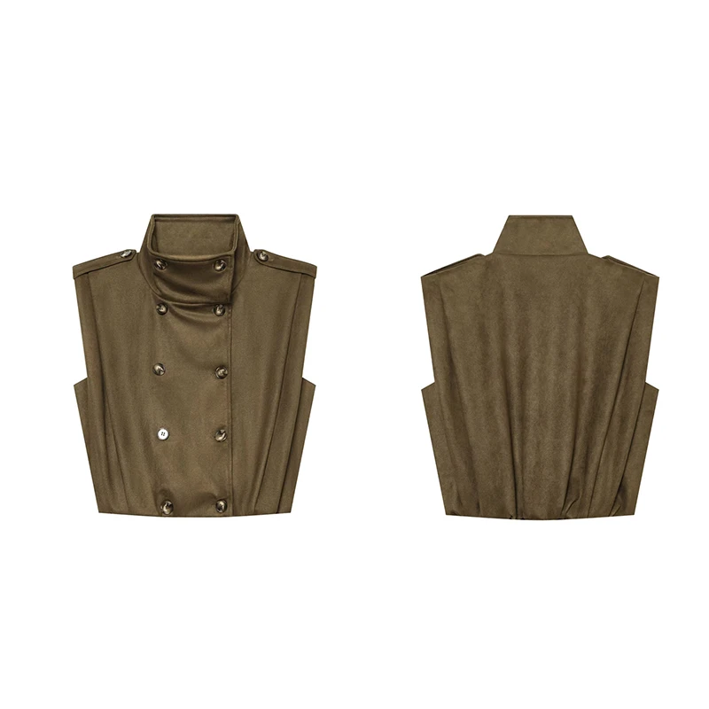 Guobioziy Women's Slim Fit Pleated Button Vest Jacket 2026 Spring-Autumn New Style French Casual Fashion Trend Retro Streetwear
