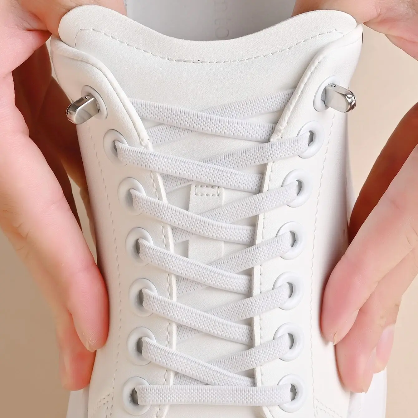 1 Pair Elastic Shoe Laces Set with 2 Pieces Elastic Laces And 4 Metal Buckles No-Tie Design for Sports And Casual Shoes