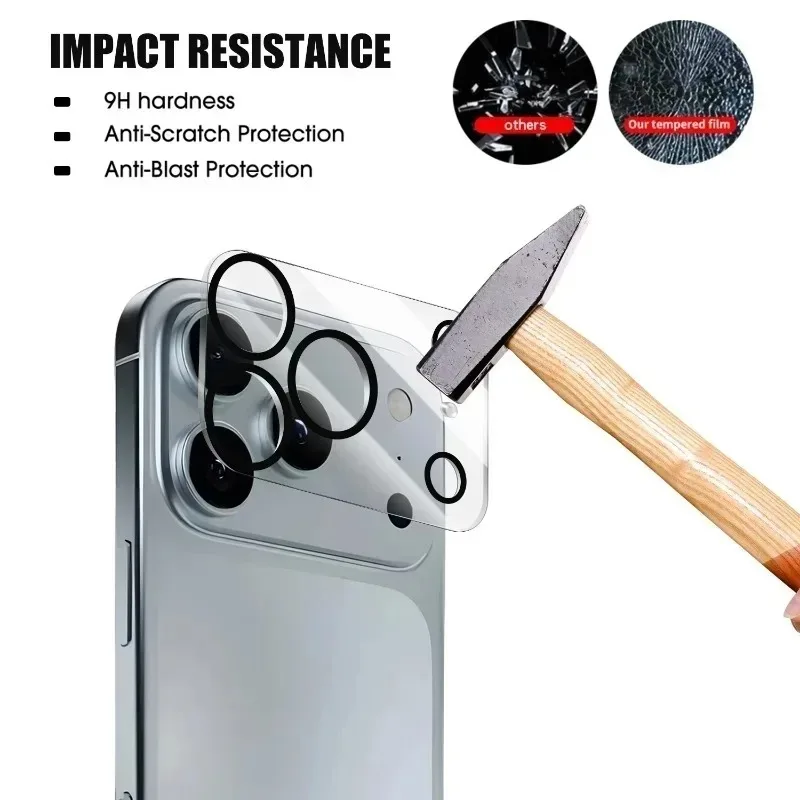 Protectores de lentes de cámara de vidrio templado, 1/2/3/6 Uds., para iPhone 17 ProMax/17 Pro/17, lentes transparentes antiarañazos para iPhone 16Plus