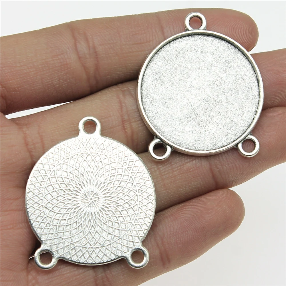 Fit 8mm 10mm 12mm 14mm 16mm 18mm 20mm 25mm 30mm Round 3 Holes Connector Style Pendant Base Jewelry Making Accessories