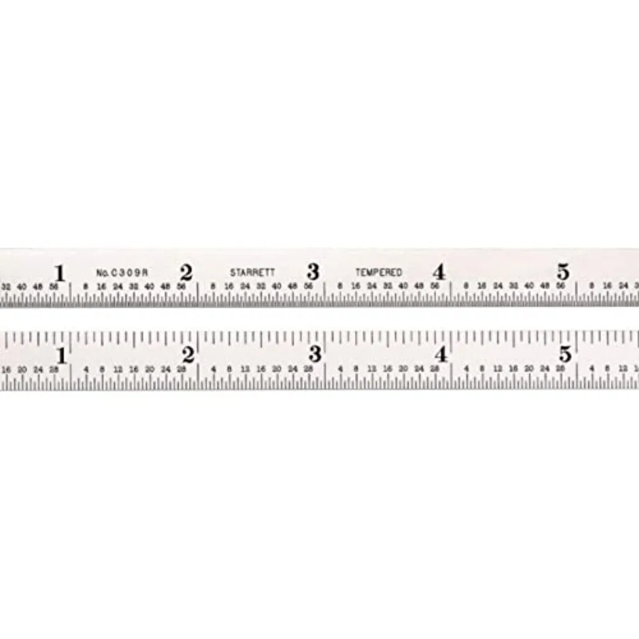 

Full Flexible Steel Rule with Satin Chrome Finish Quick Reading and Inch Graduation - 9R Graduation 6" Length 1/64" Thickness