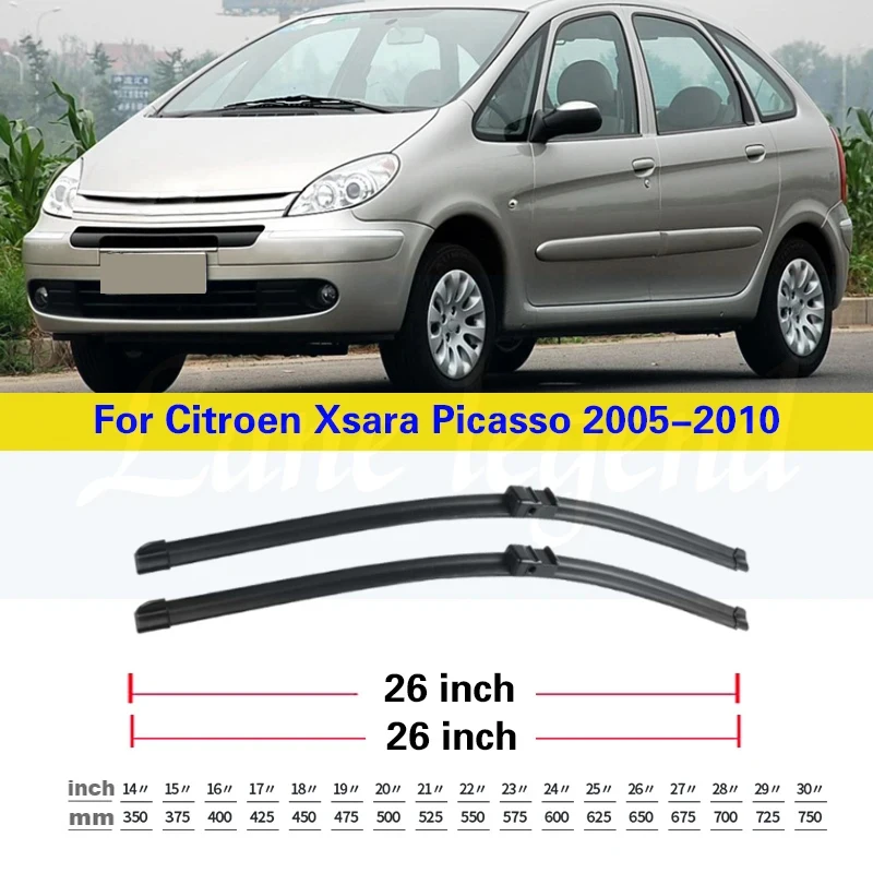 Wiper Front Rear Wiper Blades Set For Citroen Xsara Picasso 2005 2006 2007 2008 2009 2010 Windshield Windscreen 26\