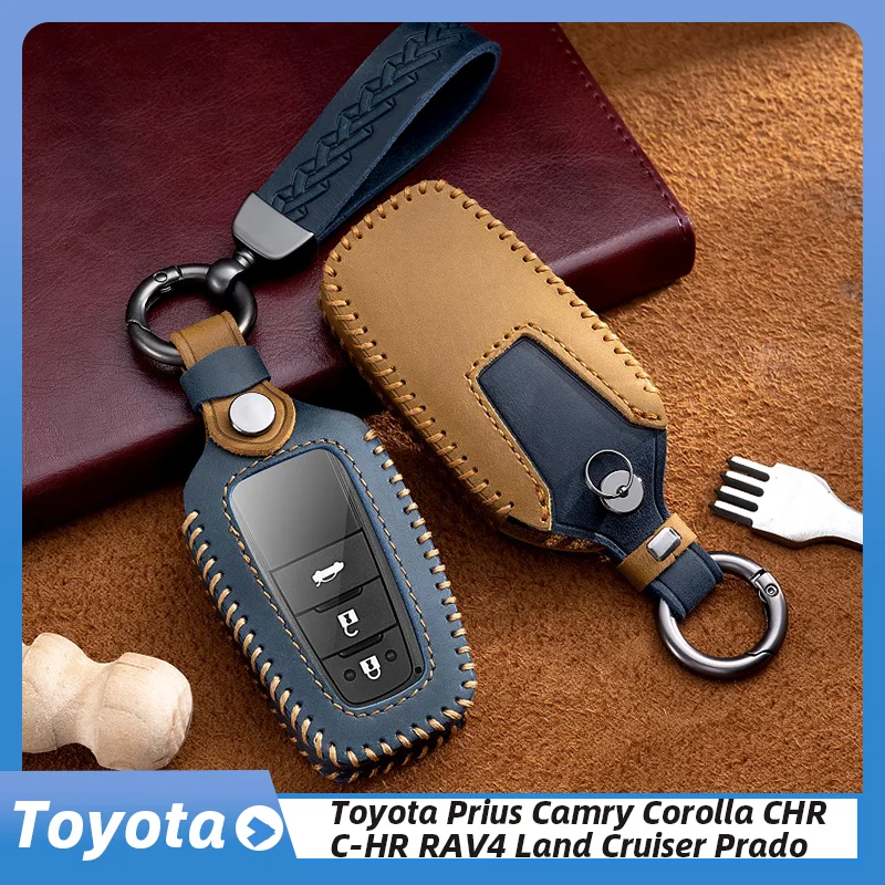 

Car Key Case Protector Leather Key Shell Cover Auto Accessories For Toyota Prius Camry Corolla C-HR CHR RAV4 Prado 2018 2022