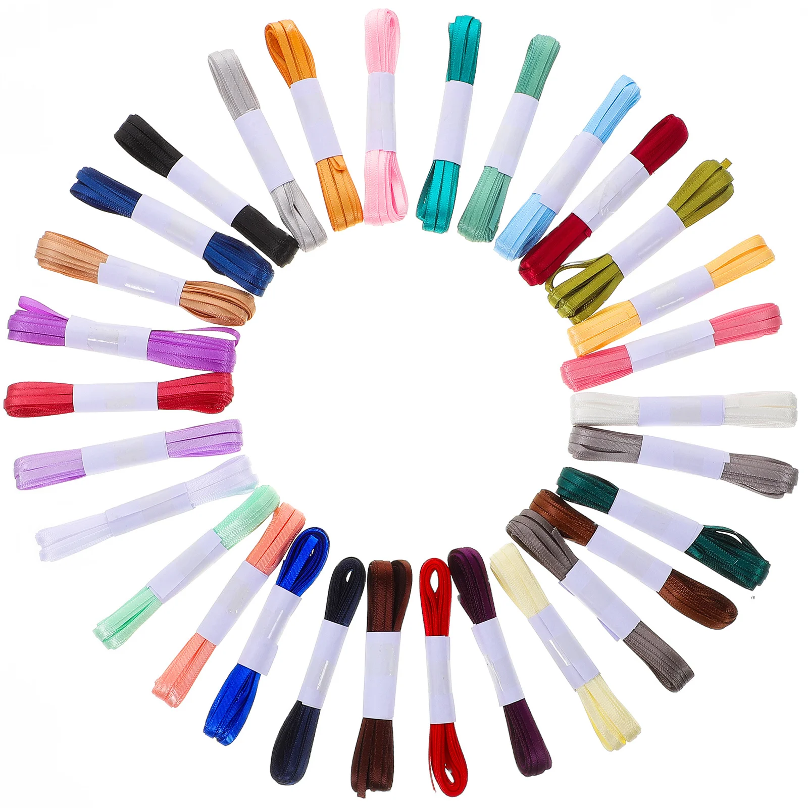 

30Pcs Gift Wrapping Solid Color Ribbon Polyester Fabric Cuttable Wear-Resistant for DIY Crafts Bow Making Wedding Birthday