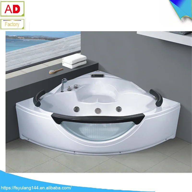 Jczi Home Bathtub Large Size Sector Triangle Acrylic Massage Whirlpool Bathtub with Drain Pipe