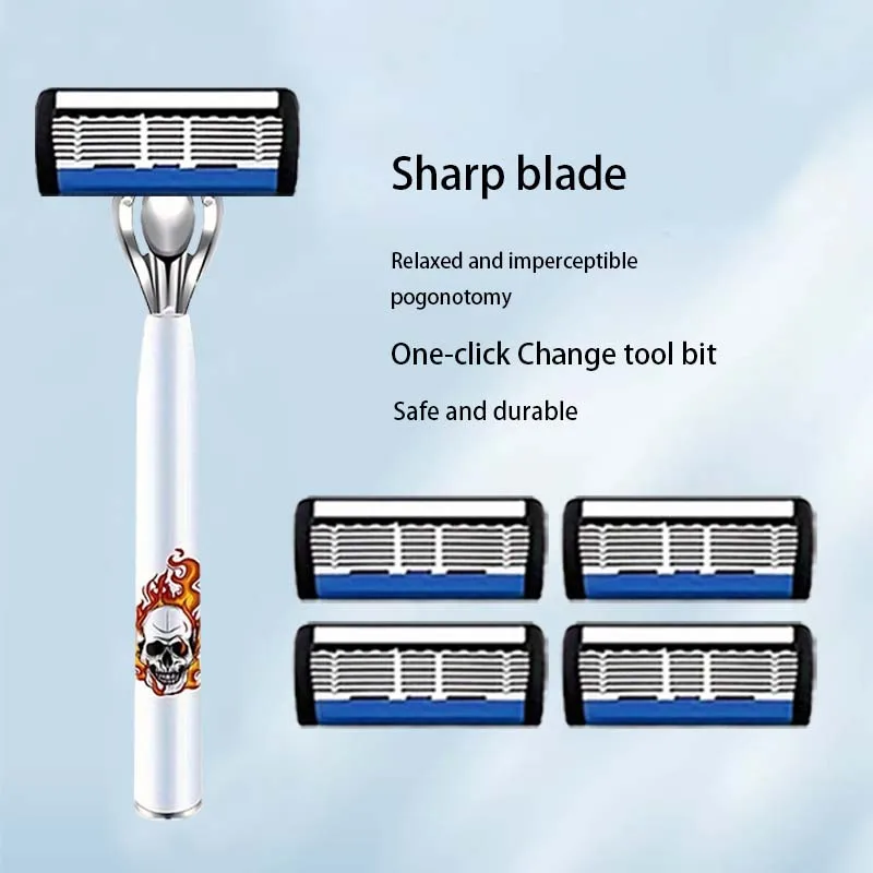 طقم ماكينة حلاقة رجالية عالية الجودة، 2 مقبض مضاد للانزلاق، 36 شفرة حادة، تصميم تقدمي، هدية مثالية للمهرجانات #4