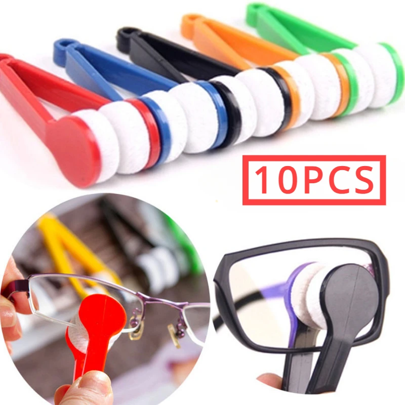 10PCS Creative Two-side Glasses Brush Soft Microfiber Spectacles Cleaner Glasses Cleaner Rub Eyeglass Cleaning Brush Wiping Tool