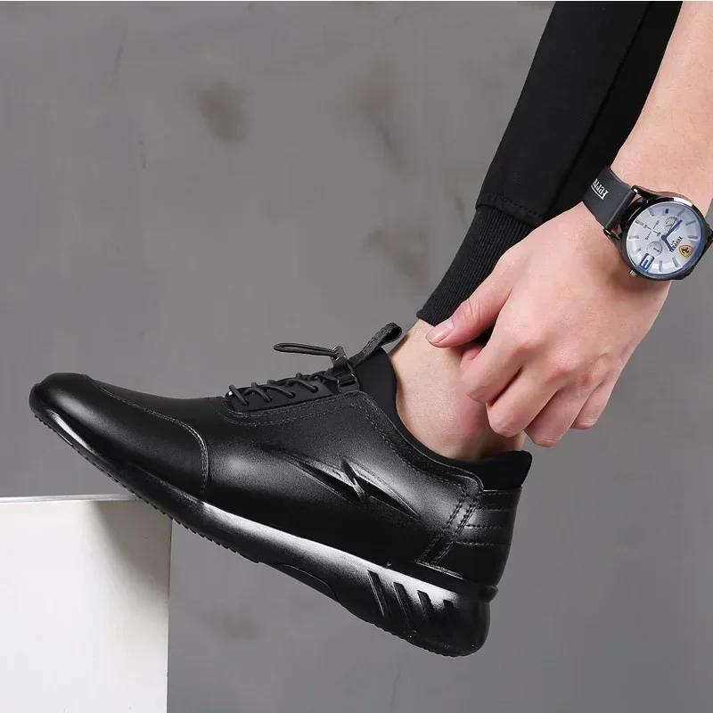 Men's Shoes Dermis Elevated Leather Shoes Men Casual Shoes Designer Loafers Men Sneakers Male Spring/Autumn Split Leather