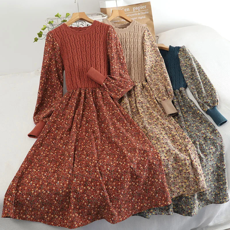 knee length dresses for ladies Long corduroy shirt dress women 4805 – Xiaolizi