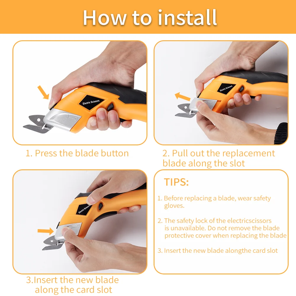 Cuchillas de repuesto inalámbricas para tijeras eléctricas, herramientas de sastre, 3 puntas de repuesto de acero, cabezal de corte duradero y multifuncional, para alfombras, telas, cuero y cartón.