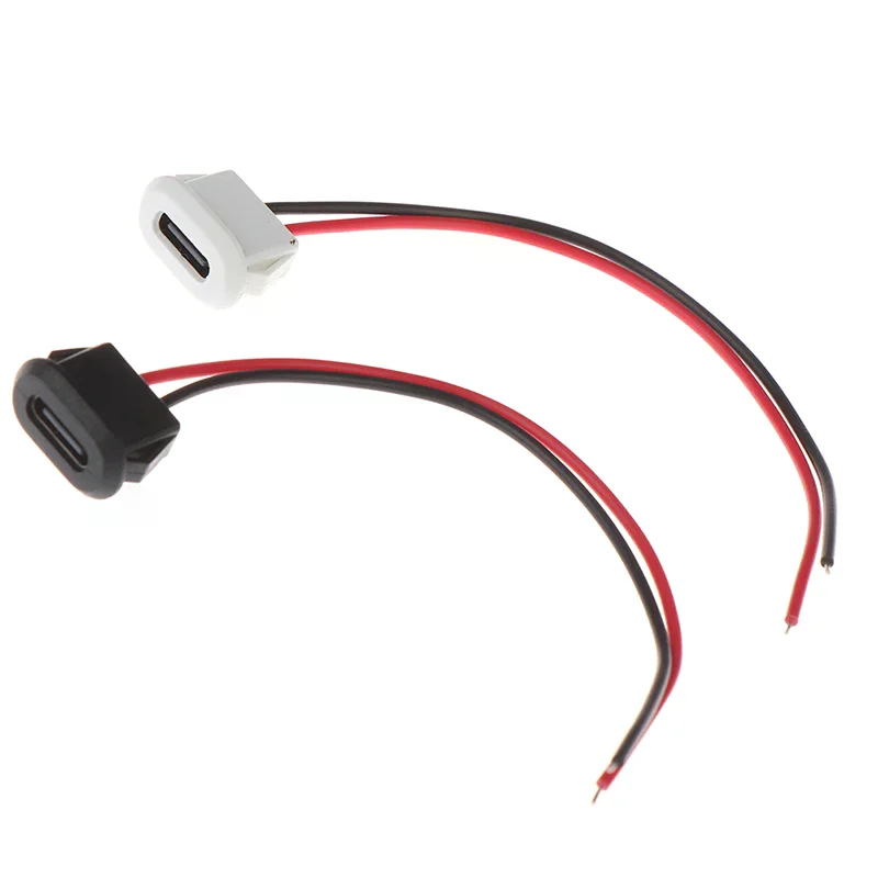 Waterproof Female Socket Connector, Direct Compression, Charging Interface with Welding Wire, USB-C Type-C, 2Pin