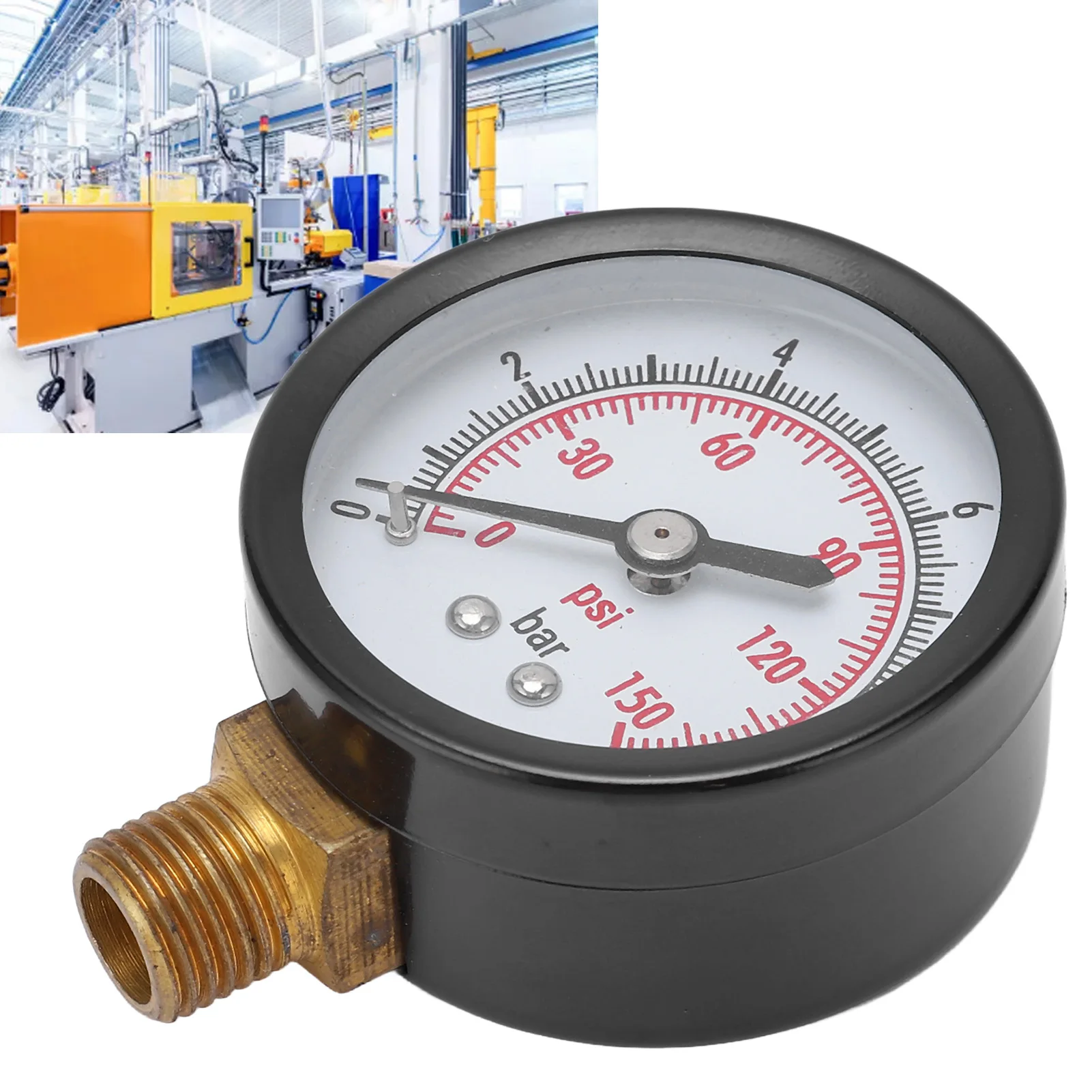 Pressure Gauge G1/4in Connection Standard Range Vertical Pressure Meter Alloy Steel and Brass for Measurement for Laboratories