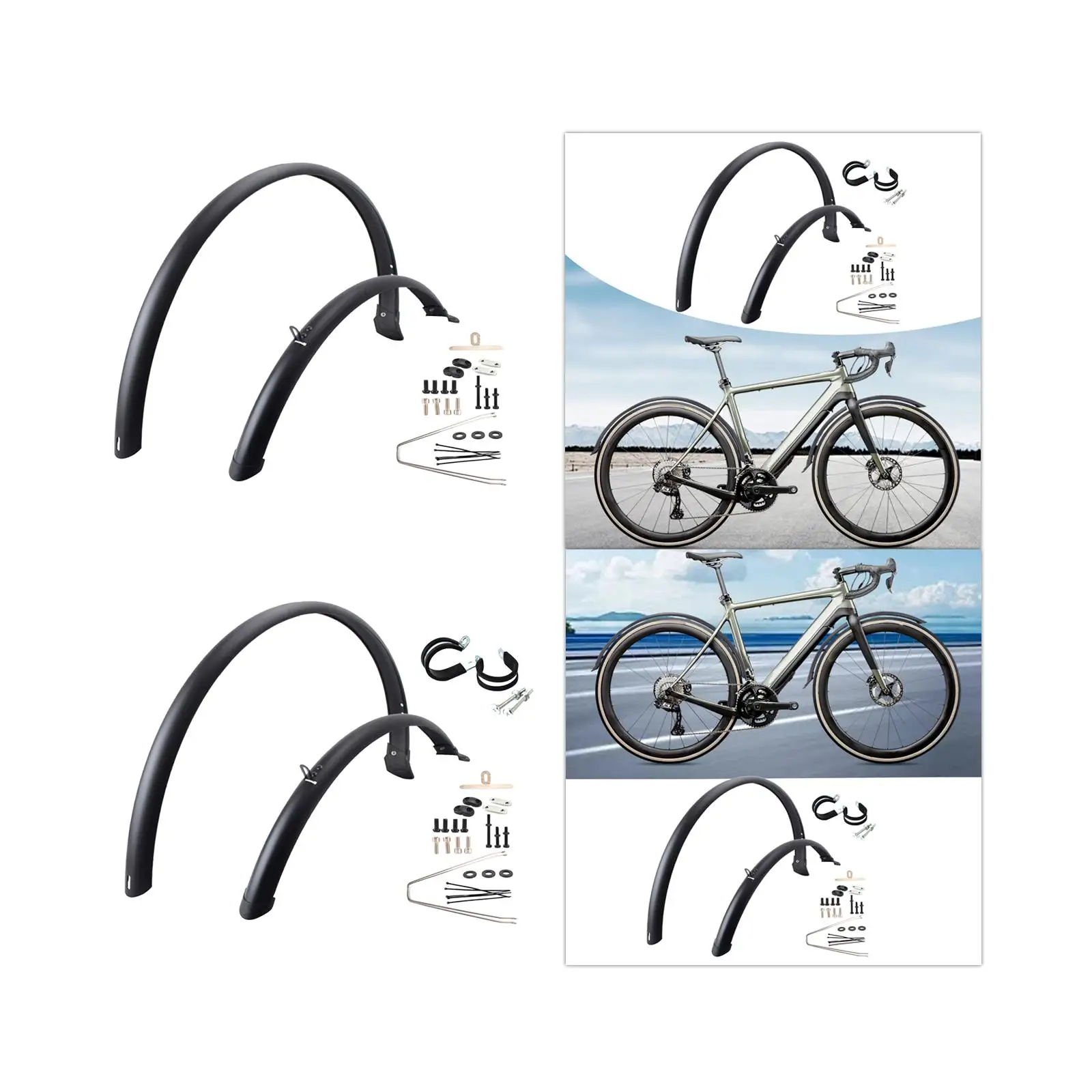 2Pcs Road Bike Fenders,Mountain Bike Mud Guards Replaces Cycling Accessories Front Rear Mudguards Wheel Fenders for 700C Rain