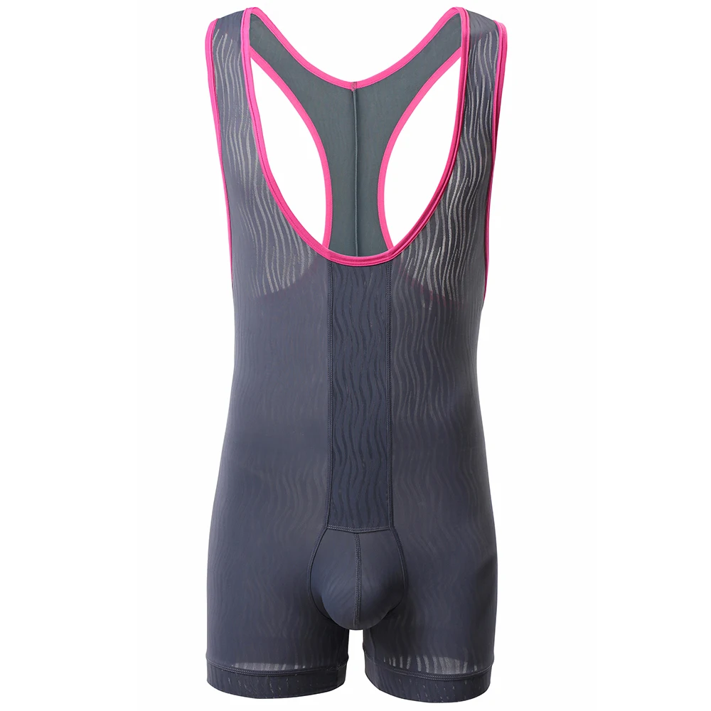 Men Underwear Bodysuit Sexy Stretch Tight Boxers Bodysuit Male Leotard Wrestling Singlet Jumpsuit Clubwear Underwear Tank