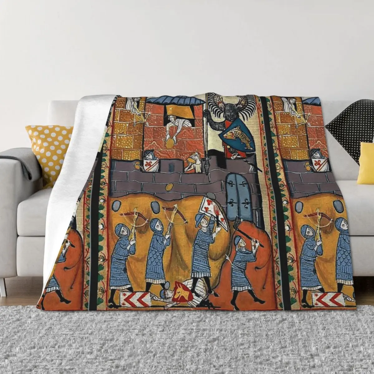 

German Medieval Siege Battle Scene Throw Blanket Sofa Throw manga Baby Blankets