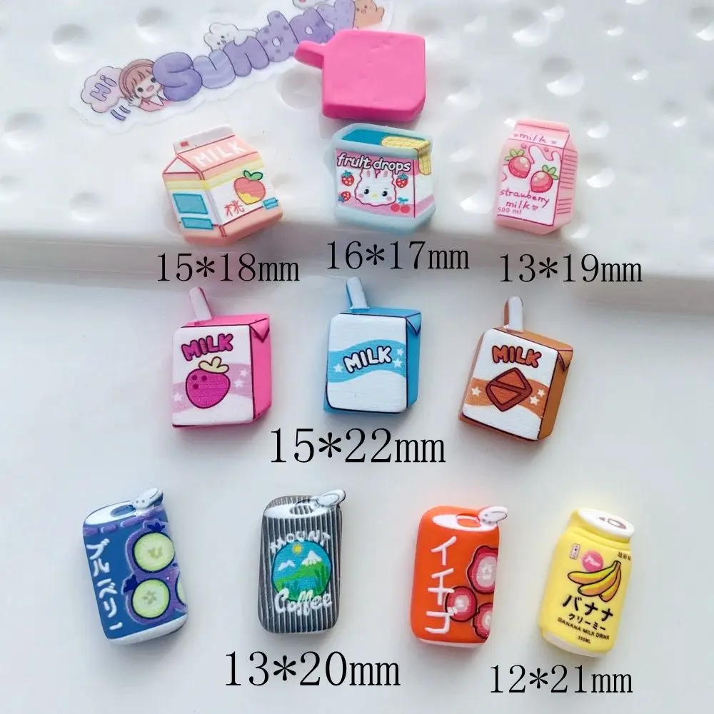 10PCS Dollhouse Kitchen Resin Milk Miniature Model Milk Drink Model Diy Accessories for Phone Case Hair Clip Decorative Sticker