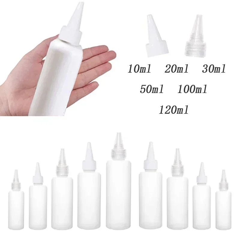 

50Pcs 10ml-120ml White Plastic Squeeze Bottles With Rotary Cap And Tip Opaque Ink Soft Bottle Containers For Pigment Oil Liquid