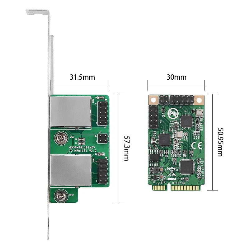 Scheda di rete Mini PCIE a 2 porte RJ45 2.5G 2500Mbps adattatore Gigabit Ethernet Lan Mini PCI Express NIC Realtek 8125B Chip per PC