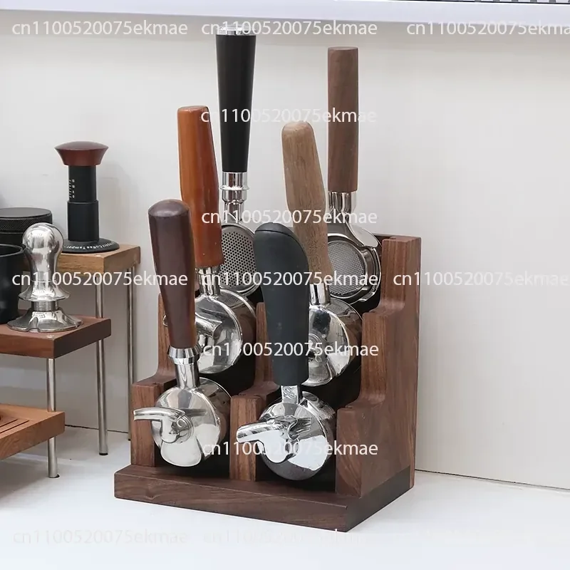 Coffee Handle 6-position Handle Storage Rack, Desktop Handle Rack, Bottomless Horn Universal Walnut Solid Wood Storage Seat