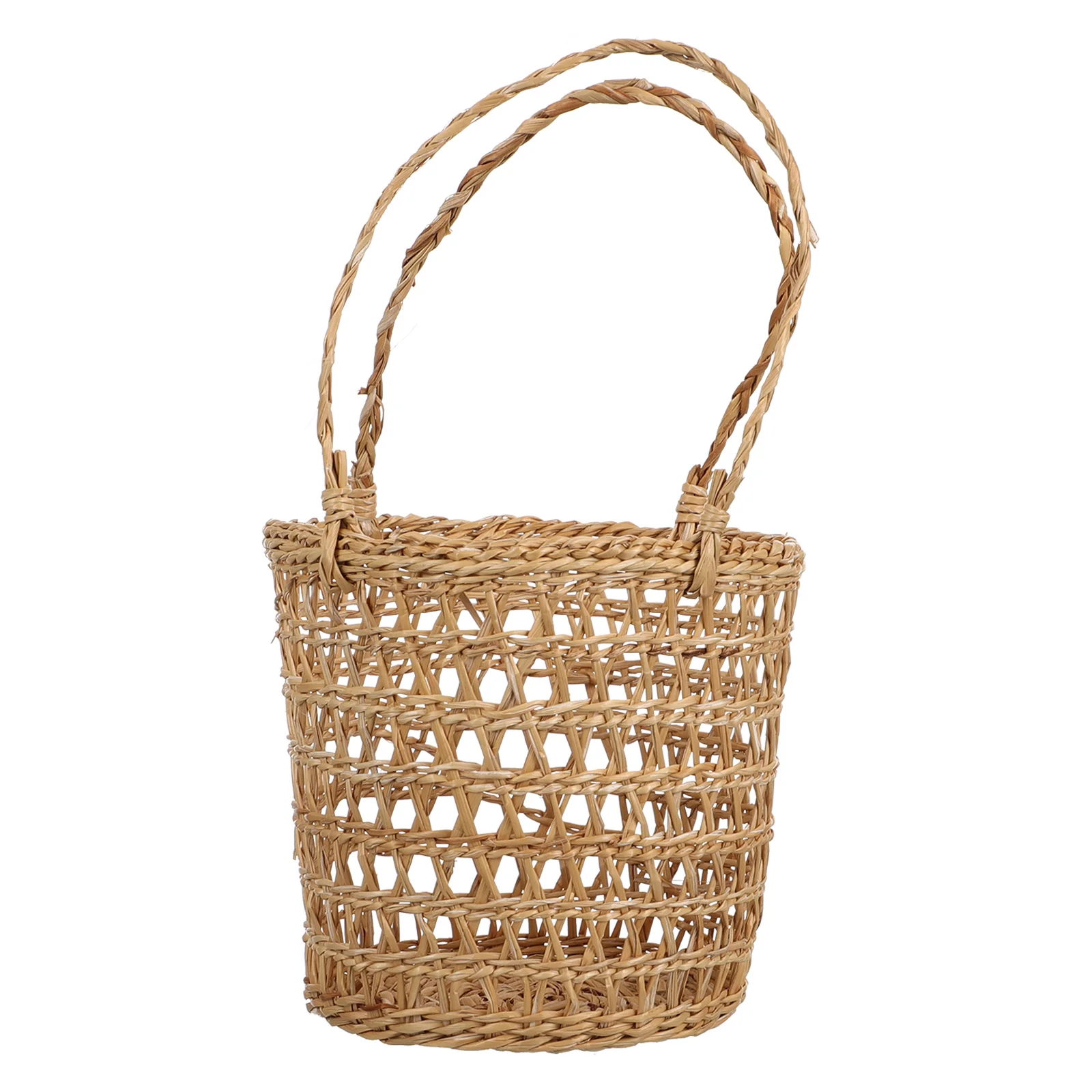 

Small Flower Basket Vase Baskets Straw Weaving Craft Food Woven Handheld Decorative Bride Desktop