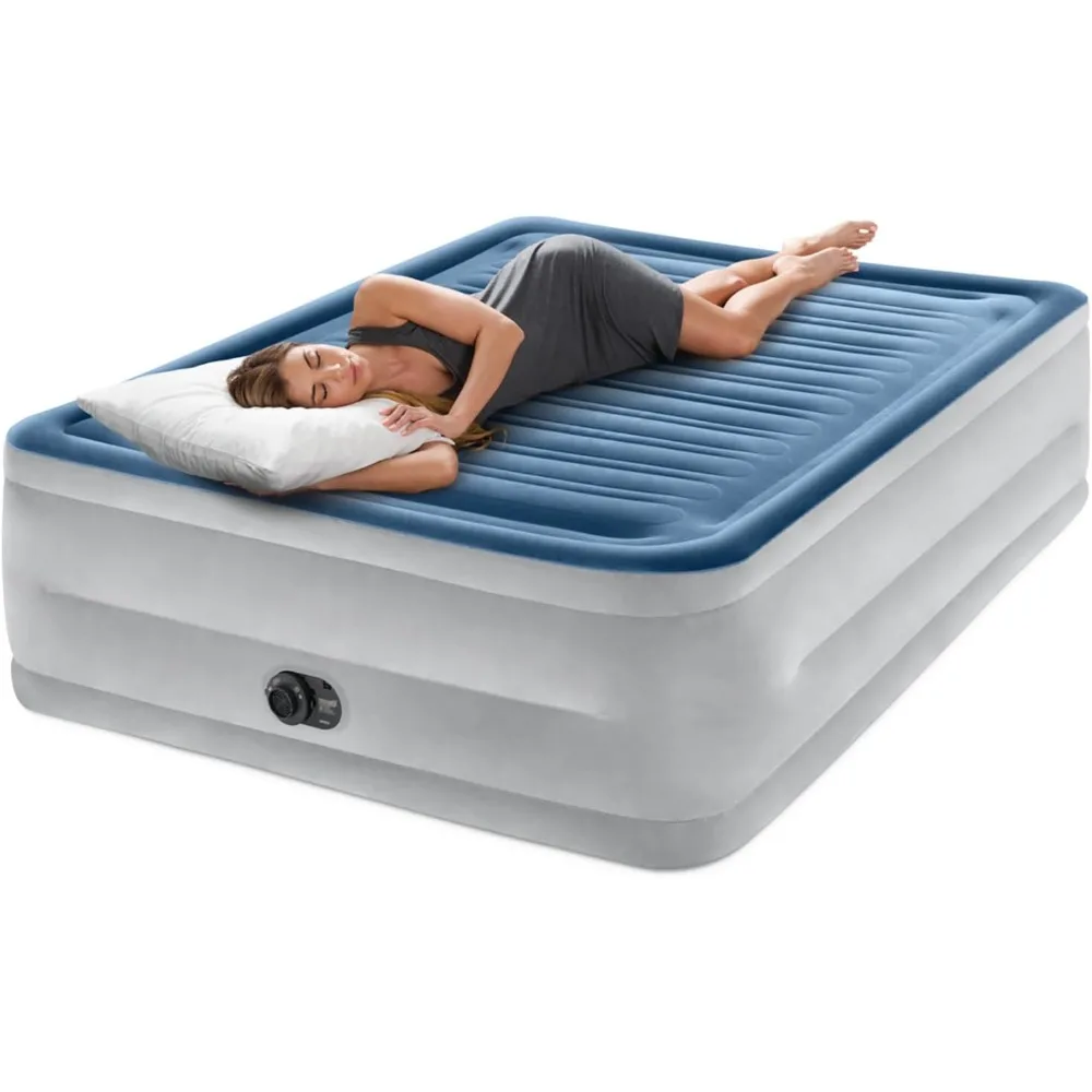 

Dura-Beam Deluxe Comfort-Plush Air Mattress - 22" Queen Blue - Built-in Electric Pump, Durable Fiber-Tech,