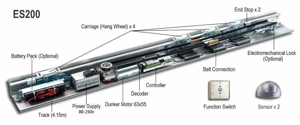 Release when power off ES200 automatic door integral lock