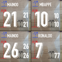 2023-2024 France Portugal England Football Athletes NameSet Patches For Kits White Soccer Number heat Transfer iron-on Stickers