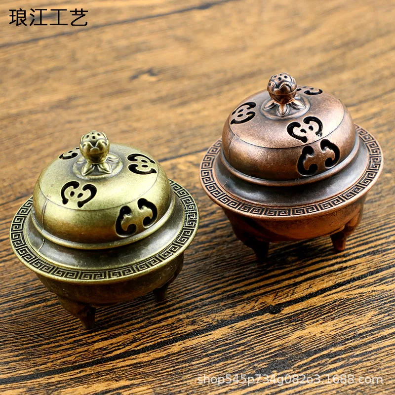 Langjiang Elephant Foot Lotus Furnace Imitation Copper Metal Incense Burner Indoor Incense Burner Combustible Tower Jasmine Scen