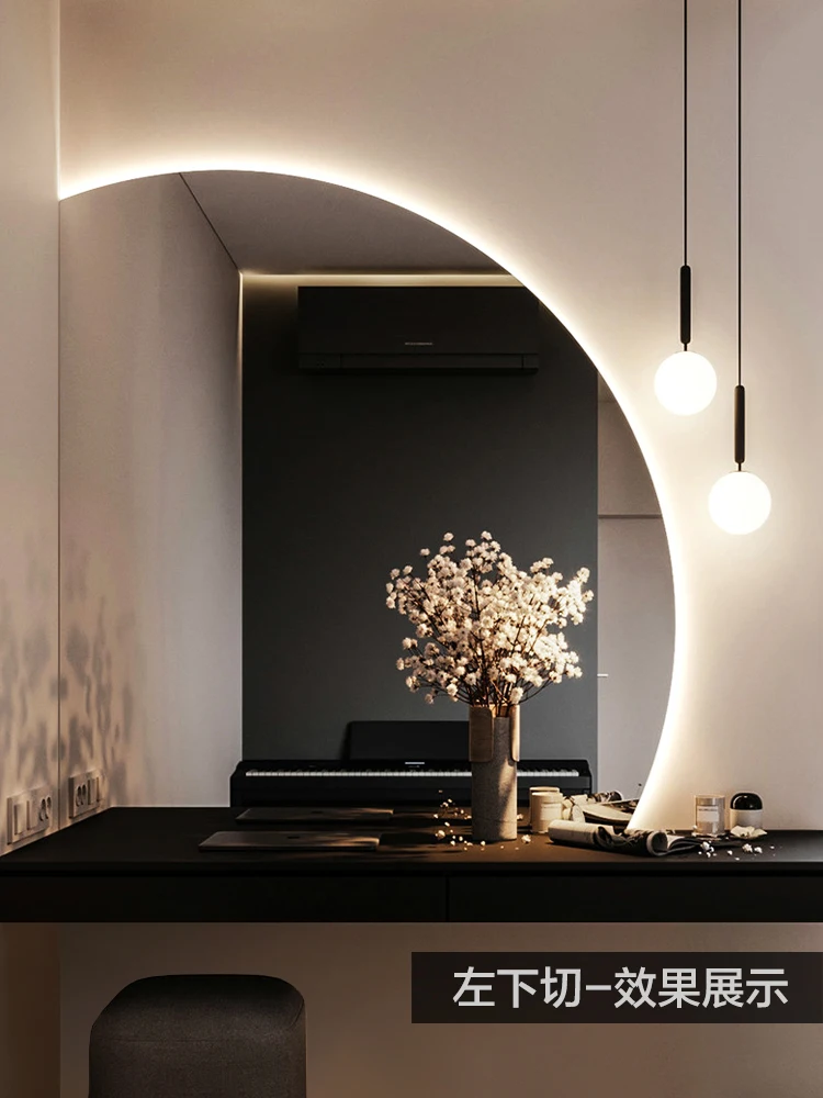 Special-shaped smart bathroom mirror vanity mirror wall led lamp luminous vanity mirror semicircle