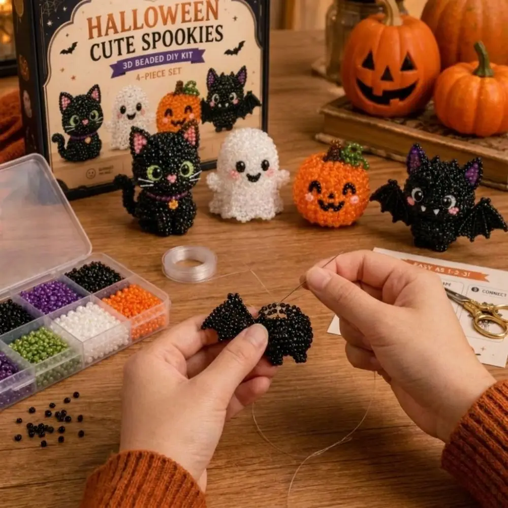 Creative 3D Beaded DIY Craft Kit Elf Spider Handmade Beading Ornament Set Desktop Decorations Holiday Decor