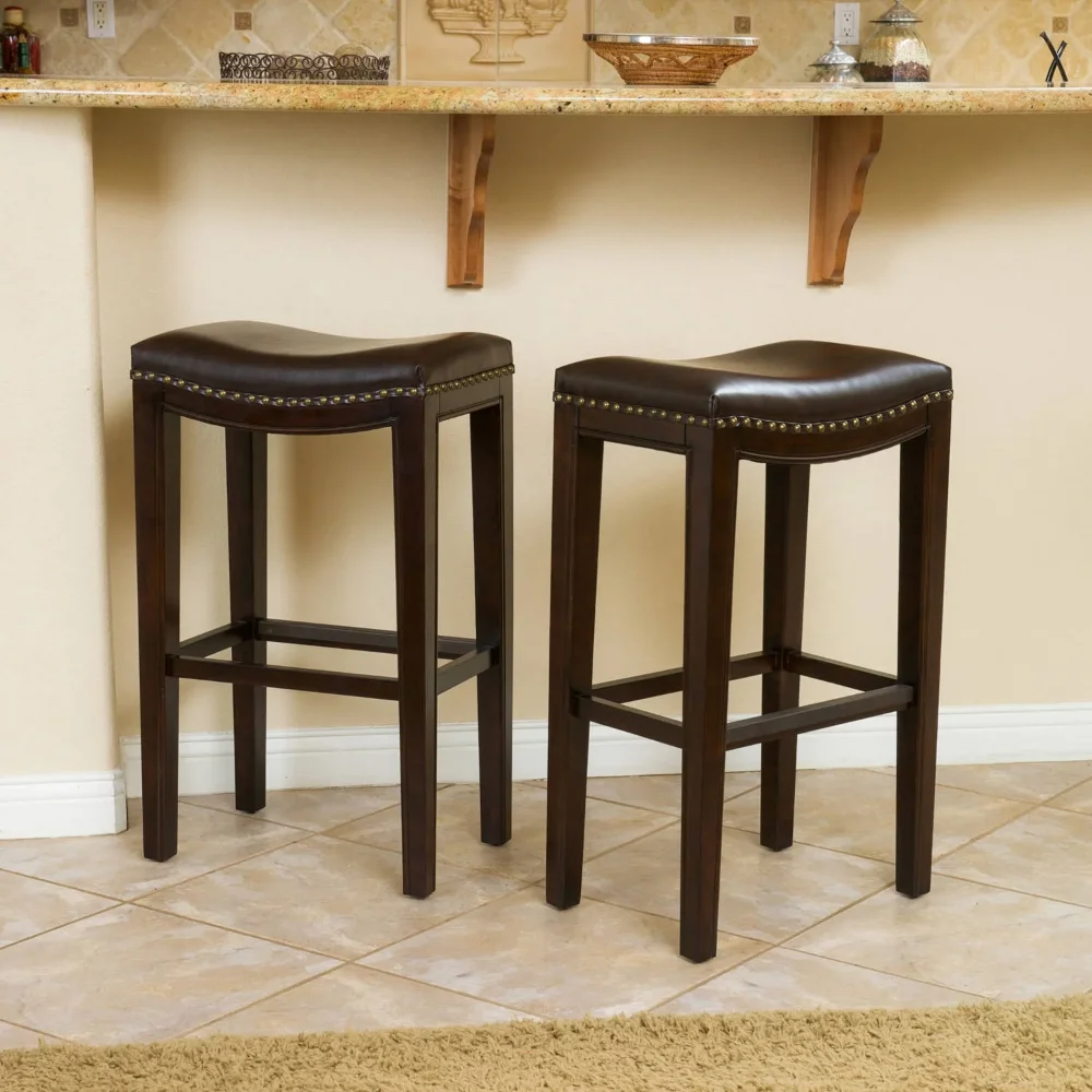

Indoor Backless Bar Stools, Set of 2, Brown,Living room chairs, dining chairs