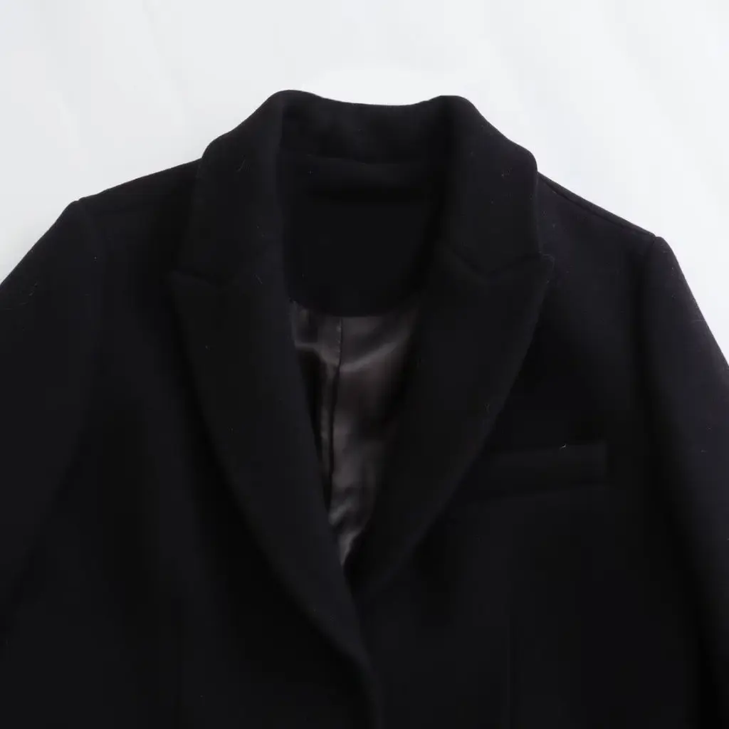 

Women's Neutral Wind Suit Autumn Winter Black Coat Casual Outerwear for European And US Markets New Arrival
