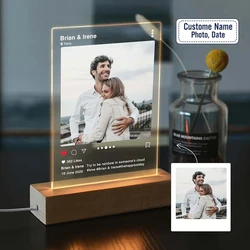 Lâmpada LED 3D personalizada com foto e texto personalizados, lâmpada 3D, dia dos namorados, aniversário de casamento, aniversário, estilo Instagram