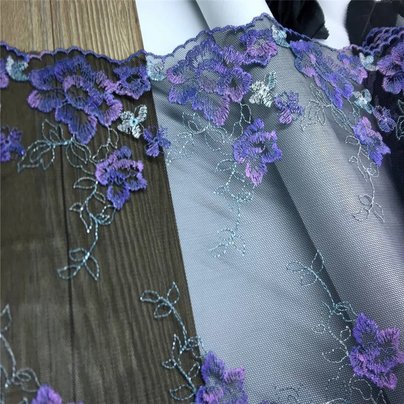 Metallic Threads Embroidery Tulle Lace Trim DIY Lingerie Sewing Crafts Glitter Lurex Lace for Bra Needle Work Dress Accessories