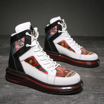 【Monkey King 】 Sun Wukong bedrucktes Bild Herrenschuhe im chinesischen Stil, hohe Freizeitschuhe, Boardschuhe für junge Männer, modische Stiefel