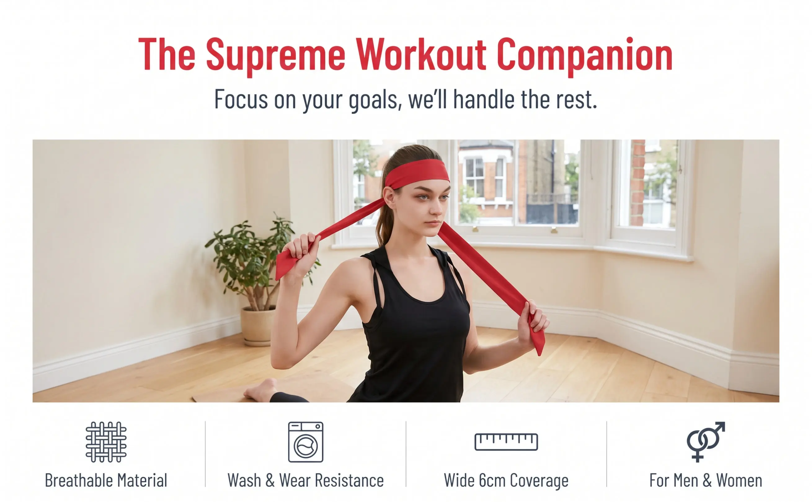 Milk Silk Red Headband Sports Sweat Absorbing Moisture Wicking Breathable Tie Headband Running Yoga Tennis Head Tie