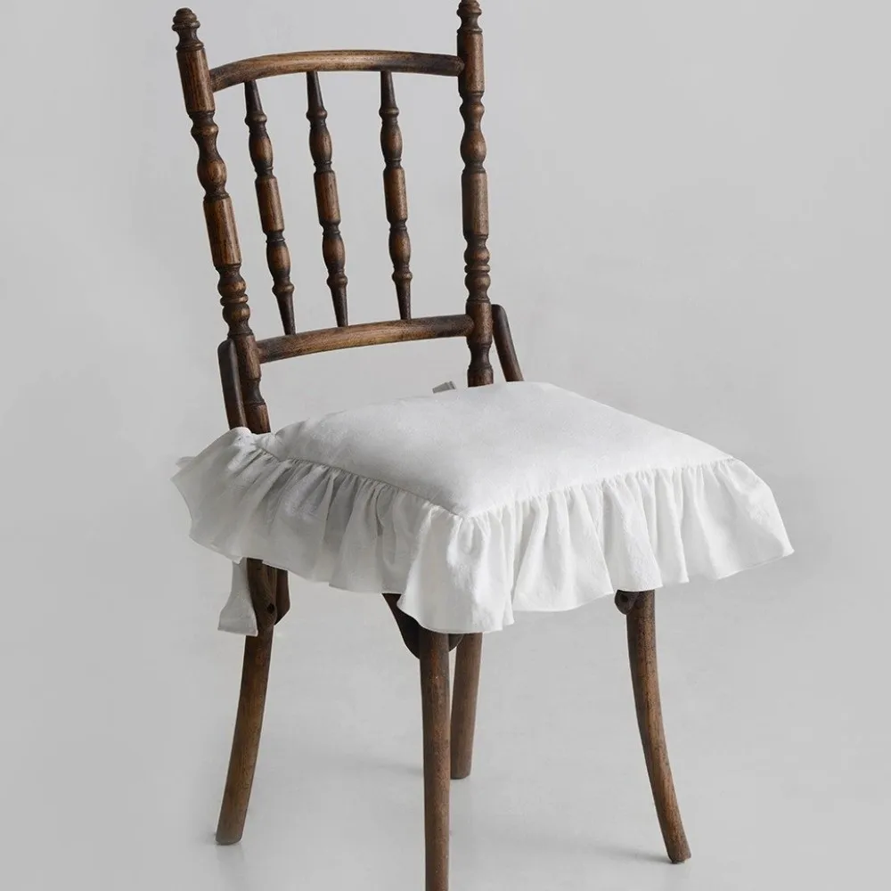 Minimalist Vintage Ruffled Chair Cover Soft with Ties Chair Cushion Covers Comfortable Anti-dirty Seat Protector Living Room