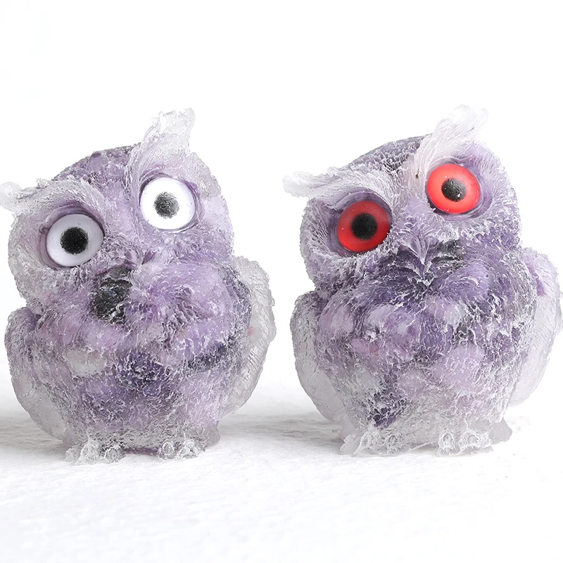 1PC Natural Crystal Gravel Crafts Figurine  Owl Animal Orgonite Silicone Mould DIY Resin Decor HandMake Home Decor Collect Gifts