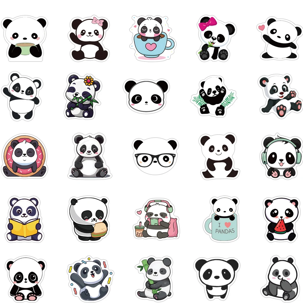 10/30/10/30/60PCS Fun Panda Cute Stickers Rich Patterns Hand-Painted Decoration Handmade Collage Stationery Graffiti Stickers