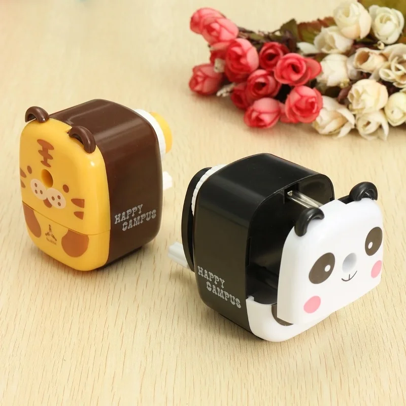 New Hand-Cranked Pencil Sharpener Kids Creative Plastic Single Hole Portable Cute Animal Sharpener Student Stationery