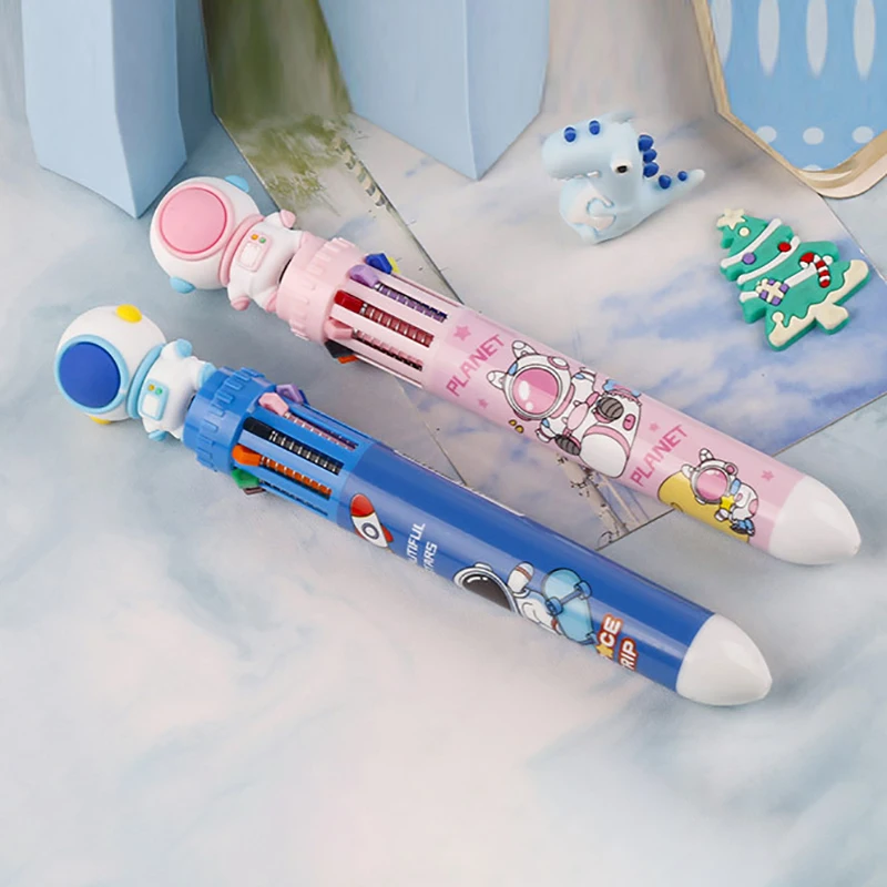 우주 비행사 볼펜, 10 색 프레스 펜, 초등학교 프레스 멀티 컬러 펜, 뉴트럴 펜 포함