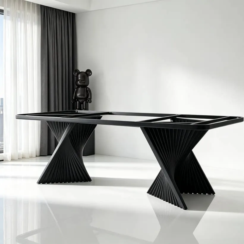 Italian stainless steel table foot table leg bracket marble rock slab table foot luxury stone base outriggers large plate tea