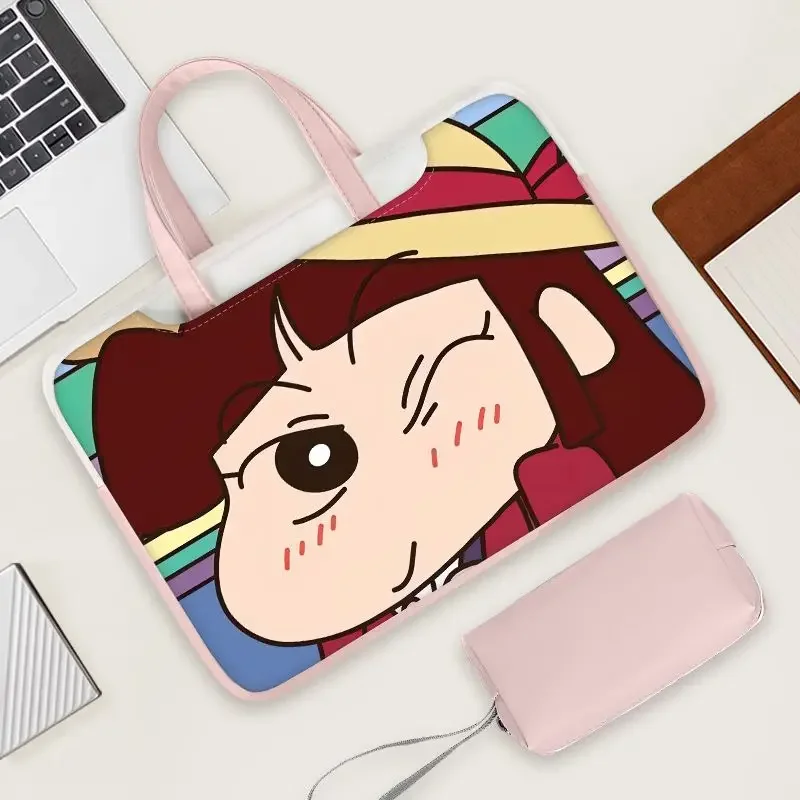 New Disney cartoon cute Stitch portable large capacity Crayon Shin-chan 14 15.6 16 inch pu laptop bag tablet storage bag gift