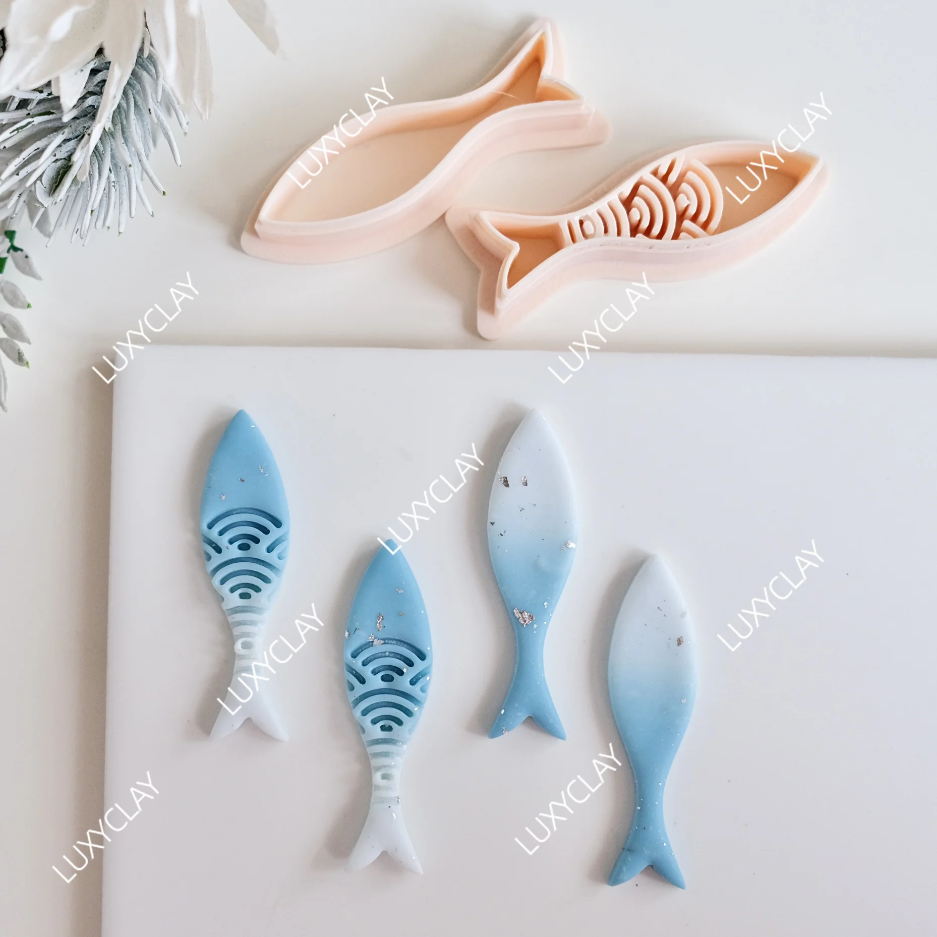 2pcs Embossed Sardine Polymer Clay Cutter & Stamp for Earring & Jewelry Making, Long Skinny Fish Clay Molds for Pendant Making - view 4