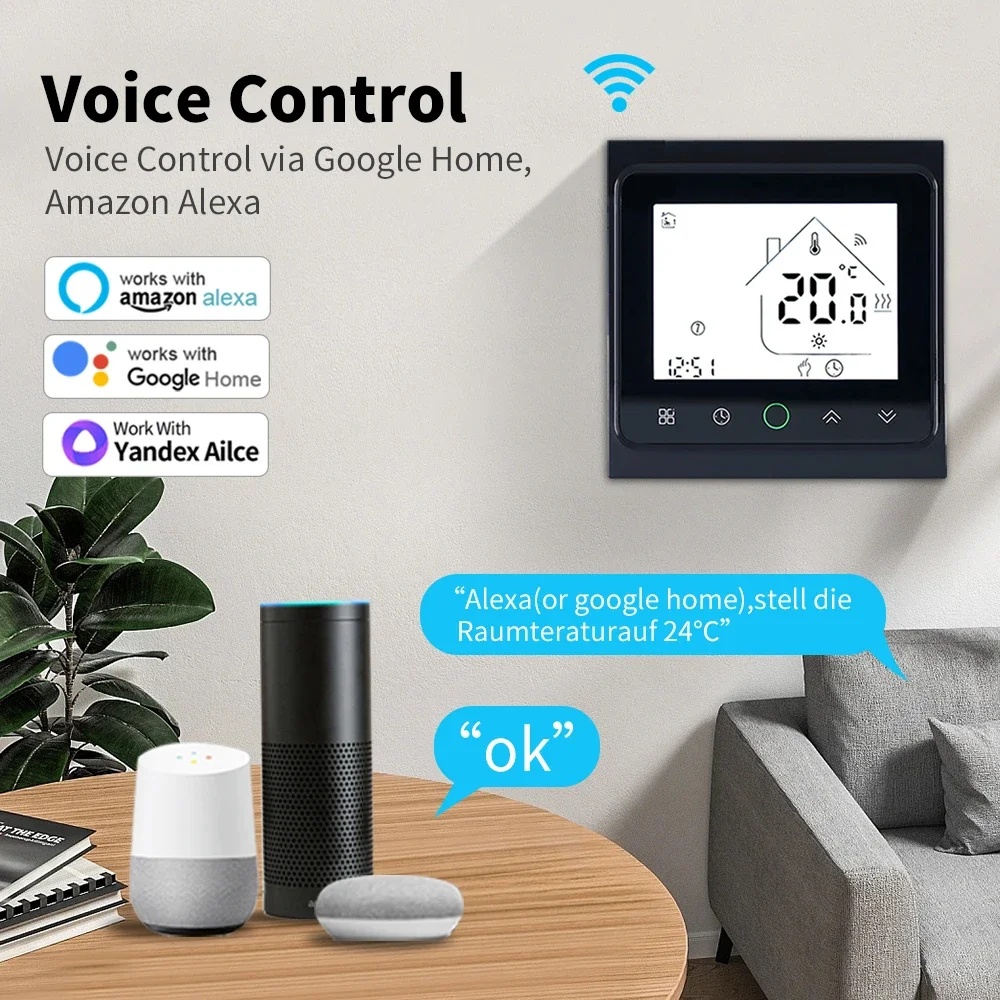 

Лидер продаж Tuya умный дом беспроводной Wi-Fi термостат газовый котел Wi-Fi умный термостат регулятор температуры Alexa Google Home