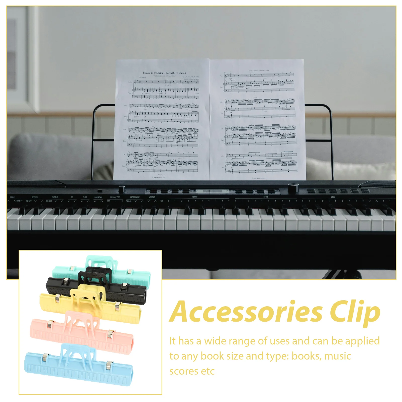 5Pcs Book Page Fixing Clamp Premium ABS Material Long-Lasting Music Score Clip for Various Sheet Sizes Suitable for Indoor