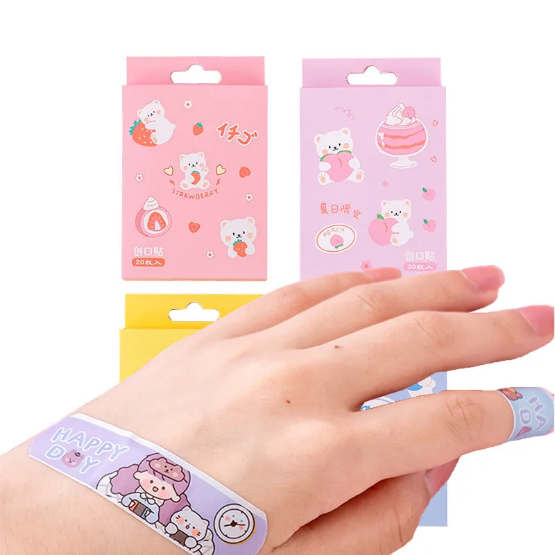 20pcs/box Skin Patches Curita Breathable Cartoon Band Aid Kawaii  Strips Wound Plaster First Aid Kits Adhesive Bandages