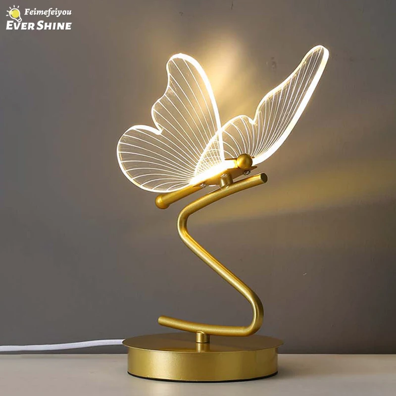 

Nordic LED Table Lamp Switch Button Indoor Lighting Home Decoration Living Room Dining Table Bedroom Bedside Butterfly Desk Lamp