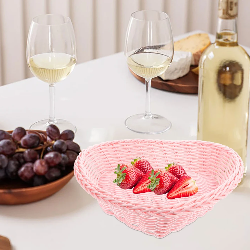 

2Pcs Heart Shaped Storage Baskets Plastic Organizer for Home Office Multi Function Large Capacity Woven Basket
