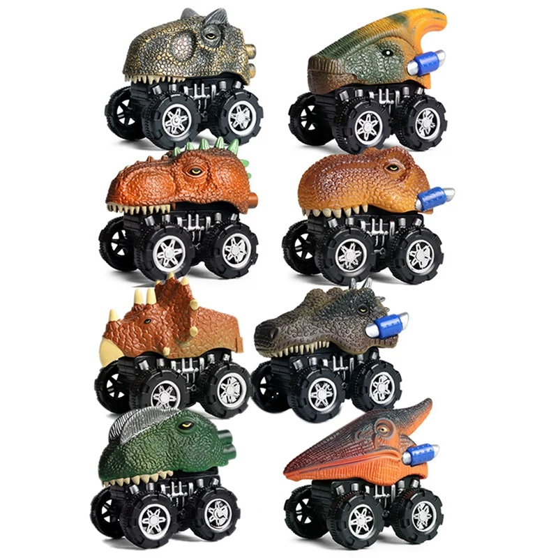 8PCS Dinosaur Pull Back Car Toys Baby Car Pull Back Car Dino Toy With Big Tire Wheel For 3-6 Kids